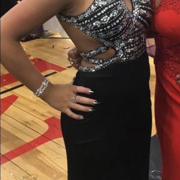 Black shiny Prom Dress - Picture 3 of 3